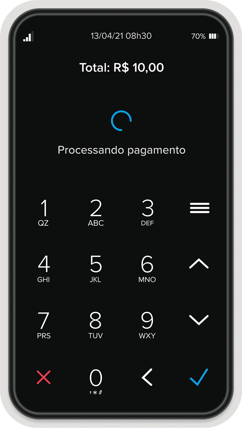 Gif da Point Air com um exemplo de pagamento recusado.